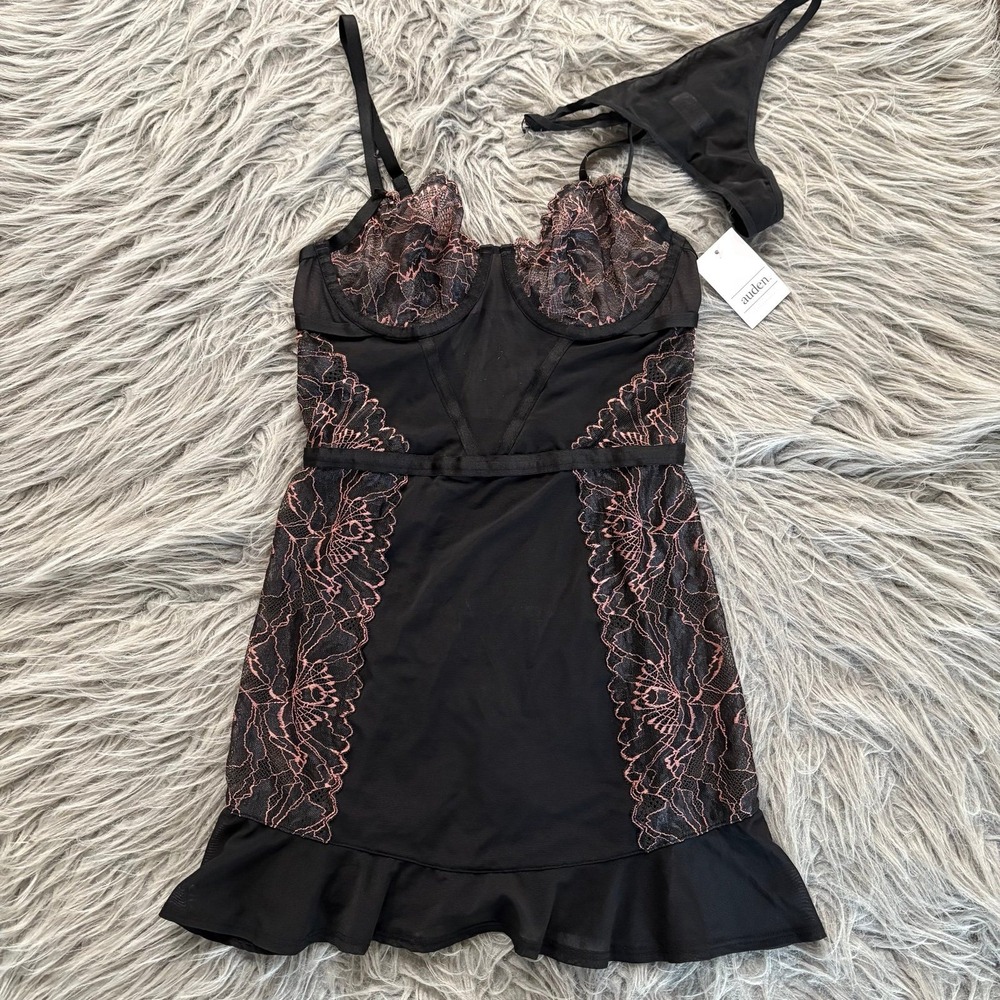 Auden Intimates & Sleepwear Lace Babydoll  Chemise‎ Black Womens XS - Picture 3 of 10